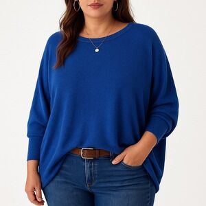 Altard State Women's Blue Knit‎ Pullover Sweater L/XL Dolman Long Sleeve Relaxed